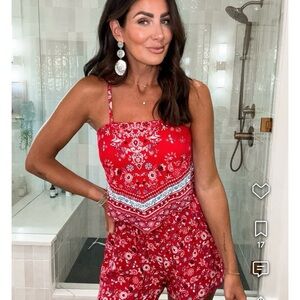 Red Bandana Tank Crop Top